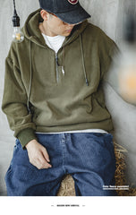 Maden Men Amekaji Solid Fleece Hoodies Sweatshirts Japan Retro Casual Oversize Thick Winter Pullover Hoody Tops
