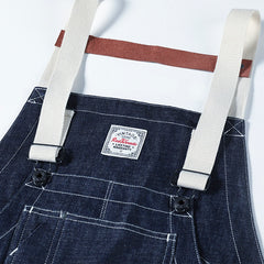 Redtornado-Mens retro American workwear denim backpack pants loose suspenders work pants pants 12OZ original cow jeans