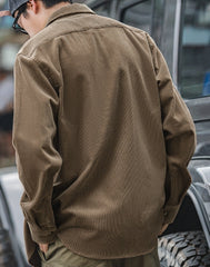 Maden Men's Shirt Casual Corduroy Long Sleeve Shirts Slim Fit Overcoat Fall Fleece Jacket Men's Clothing Retro Fashion Blouses