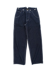 EPKing-Men's retro vertical striped back pants loose wide leg straight biker jeans