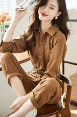 Mo Han Yi Mei design sense of workwear waist female jumpsuit 2022 new fall commuting temperament hundred with thin