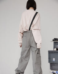 Gravity Museum single shoulder straps pants female summer thin section work pants unisex wind loose jumpsuit casual pants