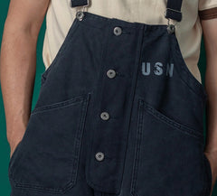 SHOUTHSOUL-Men's vintage navy deck pants 500g heavy weight long staple cotton print USN back pants for men