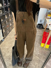 Seven4lee sugar fried chestnut Japanese backpack pants female spring and autumn 2022 new loose retro work jumpsuit jumpsuit
