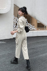 Xian Shu Fashion collar waist-skimming work jumpsuit female fall new temperament high waist straight nine-point jumpsuit tide