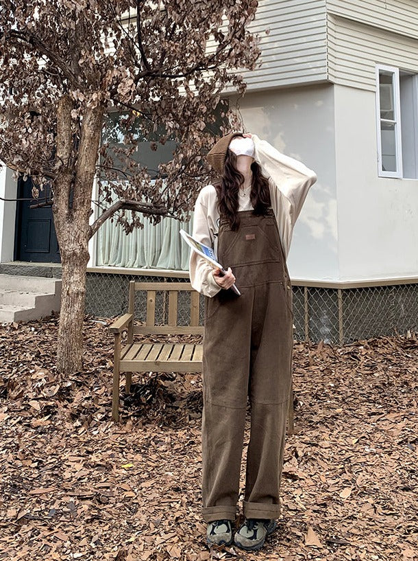 Seven4lee sugar fried chestnut Japanese backpack pants female spring and autumn 2022 new loose retro work jumpsuit jumpsuit