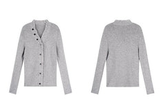 EIGHTHMONTH women's gray V-neck knitted cardigan autumn and winter new design sense niche sweater