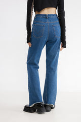 THELIGHT women's micro flare jeans design sense niche retro high waist straight skinny pants