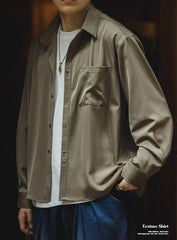 Maden Suit Collar Lining Loose Coats Shirts Men's Non-iron Embroidery Satin French Cuff Shirt Loose Ice Silk Drape Shir