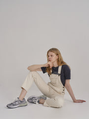 ZNEJeans -Women's organic cotton beige and white vintage senior sense straight denim back pants 831