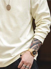 Madden workwear men's vintage 300g cotton heavyweight long-sleeved T-shirt white round neck inside sweatshirt bottoming shirt