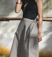 Maden Summer A-line Irregular Wide-leg Women's Skirt Hight Quality Gray Color Women Cargo Skirt