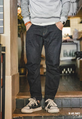 Maden Men's Vintage Stretch Jeans Business Casual Slim Denim Pants 2022 Autumn Little Elastic Trousers Hip Hop Streetwear Brand