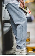 Maden Men Vintage Washed Denim Jeans Classic Casual Pants Baggy Wide Leg Trousers Brand Men's Clothing Oversize Denim Overalls