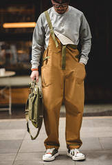 Maden 2022 New Men's Bib Pants American Vintage Loose Solid Jumpsuits Streetwear Multi Pockets Casual Suspenders Cargo Overalls