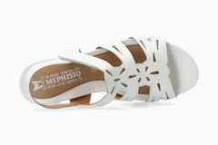 Mephisto Blanca Women Sandals With Heel White Leather Smooth Brand New w/ Box