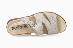 Mephisto Eva Women Sandals Beige Leather Impression Galuchat Brand New w/ Box